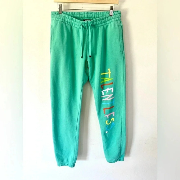 TALENTLESS Elementary Collection Teal French Terry Spell Out Jogger Sweat Pant - Picture 1 of 9